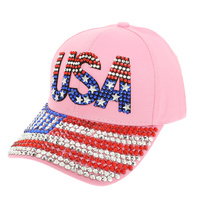 U.S.A FLAG RHINESTONE STUDDED BASEBALL CAP