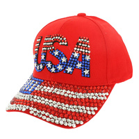 U.S.A FLAG RHINESTONE STUDDED BASEBALL CAP