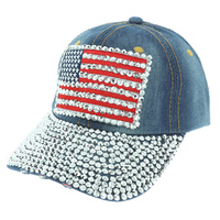 AMERICAN FLAG DENIM BASEBALL CAP