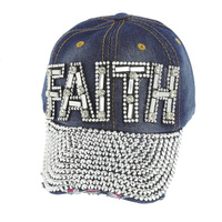 FAITH RHINESTONE DENIM FASHION BASEBALL CAP