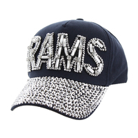 Los Angeles Rams Football Team In Gems On Denim Fashion Baseball Cap Htc673