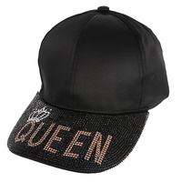 QUEEN WITH CROWN CRYSTAL RHINESTONE LEATHER BASEBALL CAP