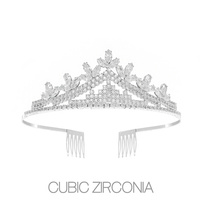 CRYSTAL CUBIC ZIRCONIA CROWN WITH COMB TIARA