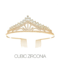 CRYSTAL CUBIC ZIRCONIA CROWN WITH COMB TIARA
