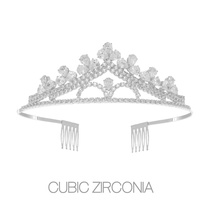 CRYSTAL CUBIC ZIRCONIA CROWN WITH COMB TIARA