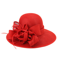 WOVEN ROSE BOW FLAX FABRIC TEA HAT
