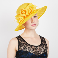 WOVEN ROSE BOW FLAX FABRIC TEA HAT
