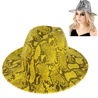 FASHION SNAKE PATTERN WIDE BRIM FELT FEDORA HAT