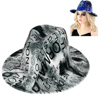 TIE DYE GRAFFITI WIDE BRIM FELT FEDORA HAT