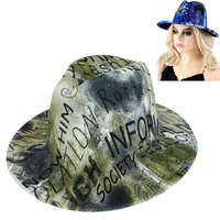 TIE DYE GRAFFITI WIDE BRIM FELT FEDORA HAT
