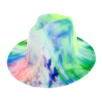 FASHION TIE DYE WIDE BRIM FELT FEDORA HAT