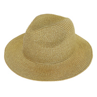 FASHION WIDE BRIM METALLIC GLITTER STRAW FEDORA HAT