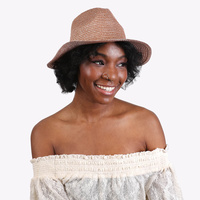 FASHION WIDE BRIM METALLIC GLITTER STRAW FEDORA HAT