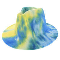 FASHION TIE DYE MULTI COLOR WIDE BRIM FELT FEDORA PANAMA HAT