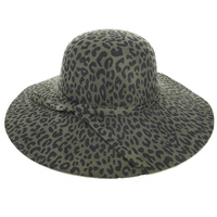 FASHION LEOPARD PRINT FELT BELTED FLOPPY HAT
