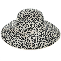 FASHION LEOPARD PRINT FELT BELTED FLOPPY HAT