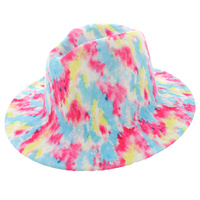 FASHION FELT TIE-DYE WIDE BRIM FEDORA PANAMA HAT