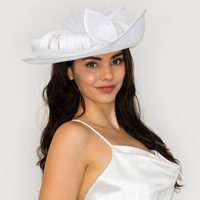 FLAX FASCINATOR HAT WITH  BOW AND ROSETTE