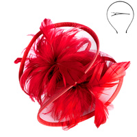 MESH FEATHER FASCINATOR WITH CLIP HEADBAND