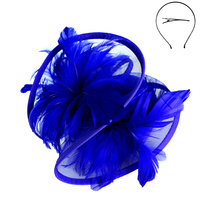MESH FEATHER FASCINATOR WITH CLIP HEADBAND