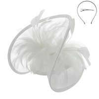 MESH FEATHER FASCINATOR WITH CLIP HEADBAND