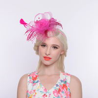 MESH FLORAL FEATHER W/ DOTTED RUFFL  DETACHABLE HEADBAND INCLUDES HEADBAND AND CLIP
