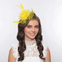 SMALL ROSE MESH FEATHER FASCINATOR  DETACHABLE HEADBAND INCLUDES HEADBAND AND CLIP