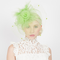 3 FLWR MESH VEIL FEATHER FASCINATOR