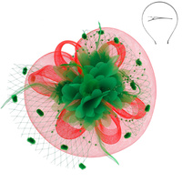 SATIN FLOWER MESH VEIL FASCINATOR DETACHABLE HEADBAND INCLUDES HEADBAND AND CLIP