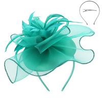 MESH FLORAL FEATHER CAP FASCINATOR