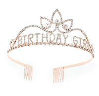 CRYSTAL RHINESTONE BDAY BIRTHDAY GIRL CROWN WITH COMB TIARA
