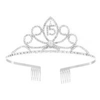SWEET 15TH BIRTHDAY GIRL CRYSTAL RHINESTONE CROWN WITH COMB TIARA