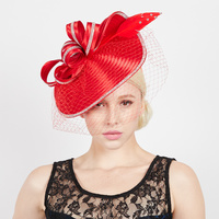 LOOPED POINTED FEATHER VEIL BRAID HEADBAND FASCINATOR