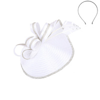 LOOPED POINTED FEATHER VEIL BRAID HEADBAND FASCINATOR