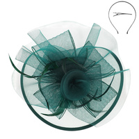 WOMEN'S KENTUCKY DERBY TILT MESH FLOWER FEATHERS FASCINATOR WITH DUAL FUNCTION AS CLIP AND HEADBAND