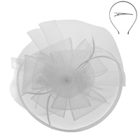 WOMEN'S KENTUCKY DERBY TILT MESH FLOWER FEATHERS FASCINATOR WITH DUAL FUNCTION AS CLIP AND HEADBAND
