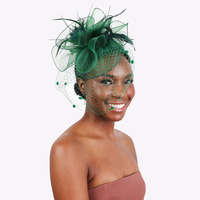 FEATHER MESH NET FASCINATOR PARTY HEADPIECE WITH HEADBAND AND CLIP