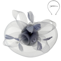 WOMEN'S KENTUCKY DERBY TILT MESH FLOWER FEATHERS FASCINATOR WITH DUAL FUNCTION AS CLIP AND HEADBAND