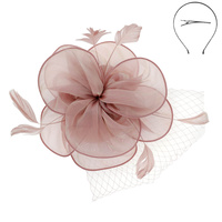 WOMEN'S KENTUCKY DERBY TILT MESH FLOWER FEATHERS FASCINATOR WITH DUAL FUNCTION AS CLIP AND HEADBAND