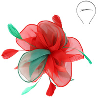 FLORAL FEATHERED ORGANZA FASCINATOR