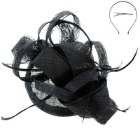 RIBBON FEATHER FASCINATOR WITH HEADBAND AND CLIP