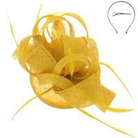 RIBBON FEATHER FASCINATOR WITH HEADBAND AND CLIP