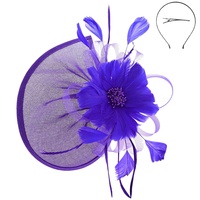 FLORAL FEATHER FASCINATOR WITH HEADBAND AND CLIP