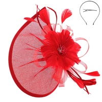 FLORAL FEATHER FASCINATOR WITH HEADBAND AND CLIP