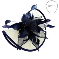 FEATHER FOLDED FASCINATOR WITH HEADBAND AND CLIP