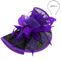 FEATHER CONTRAST TWO TONE FOLDED FASCINATOR WITH HEADBAND AND CLIP