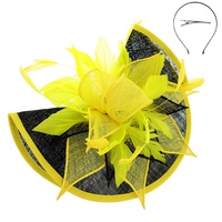 FEATHER CONTRAST TWO TONE FOLDED FASCINATOR WITH HEADBAND AND CLIP
