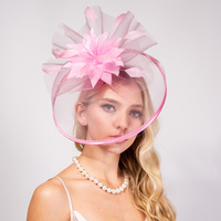 KENTUCKY DERBY SOUTHERN STYLE LARGE FLORAL VEILED MESH FASCINATOR HEADPIECE 3-PIECE DECORATIVE DETACHABLE HEADBAND INCLUDES HEAD
