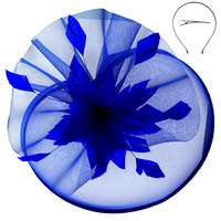 KENTUCKY DERBY SOUTHERN STYLE LARGE FLORAL VEILED MESH FASCINATOR HEADPIECE 3-PIECE DECORATIVE DETACHABLE HEADBAND INCLUDES HEAD