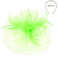 VEILED MESH FASCINATOR WITH HEADBAND AND CLIP